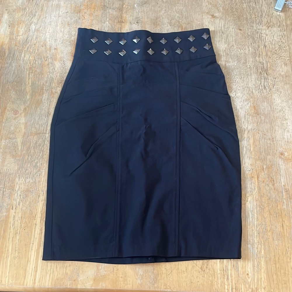 Romeo & Juliet Couture Black Studded Pencil Skirt